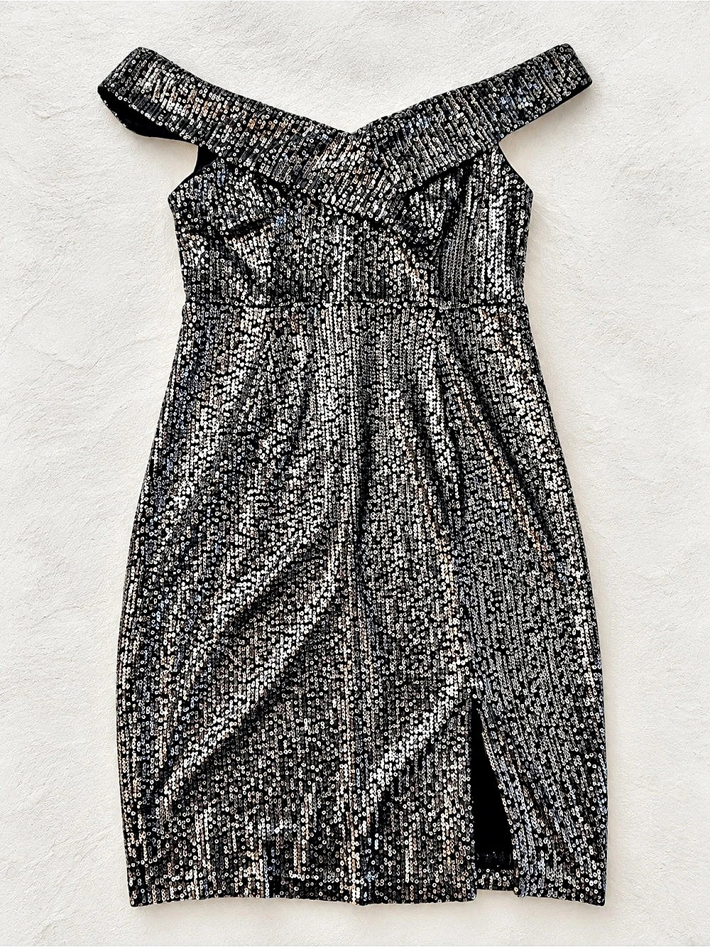 Sequin Mini Dress in Black & Silver Like New